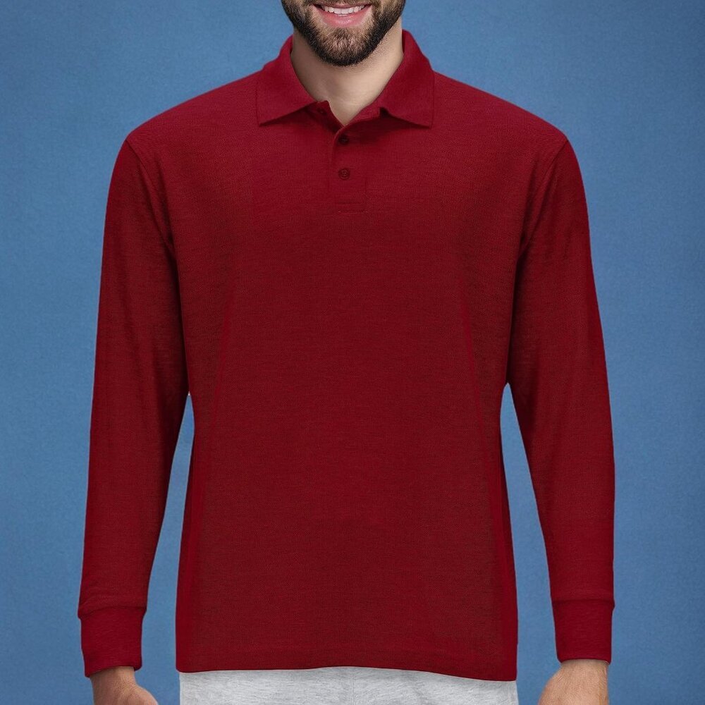 Long Sleeve Polo Shirt for Men, Cotton-Blend Fabric Golf Shirt with Collar, 3-Bu - Picture 7 of 7